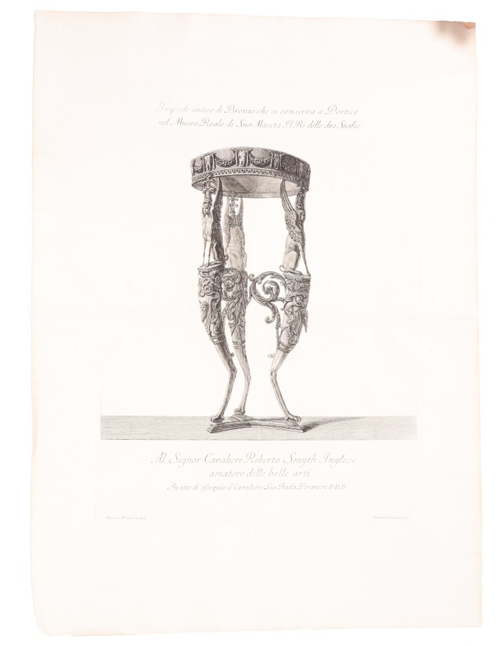 Tripode of bronx. Piranesi, Giovanni Battista (1720-1778). 1778. Precio: 900€