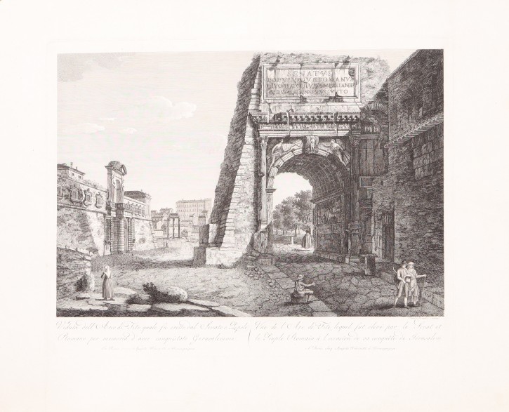 Veduta dell’Arco di Tito, quale fu eretto dal Senato e Popolo / Romano per memoria d’aver conquistato Gerusalemme. Morelli, Francesco (1768-1830). Last decade of 18th century.. Precio: 450€