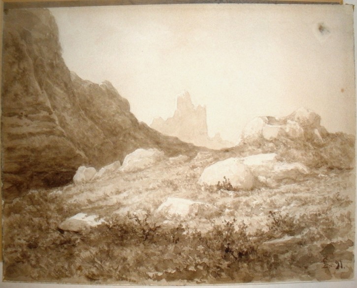 Paisaje montañoso. Rigalt i Farriols, Lluís (1814-1894). 1891