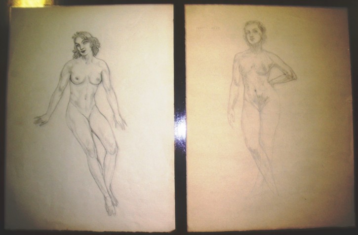 Pair of women drawings. Smith, Ismael. 1934 and 1942