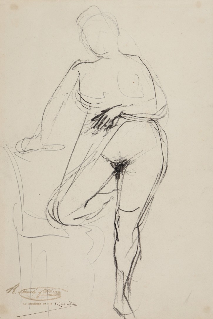 Estudio de mujer desnuda. Apunte erótico. Martí Alsina, Ramón (1826-1894). Circa 1865-1870. Precio: 900€