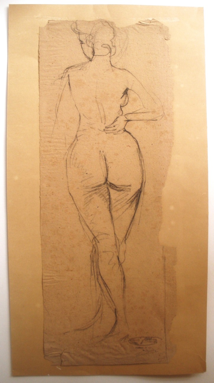 Naked woman from the back side. Martí Alsina, Ramón. Circa 1860-1870