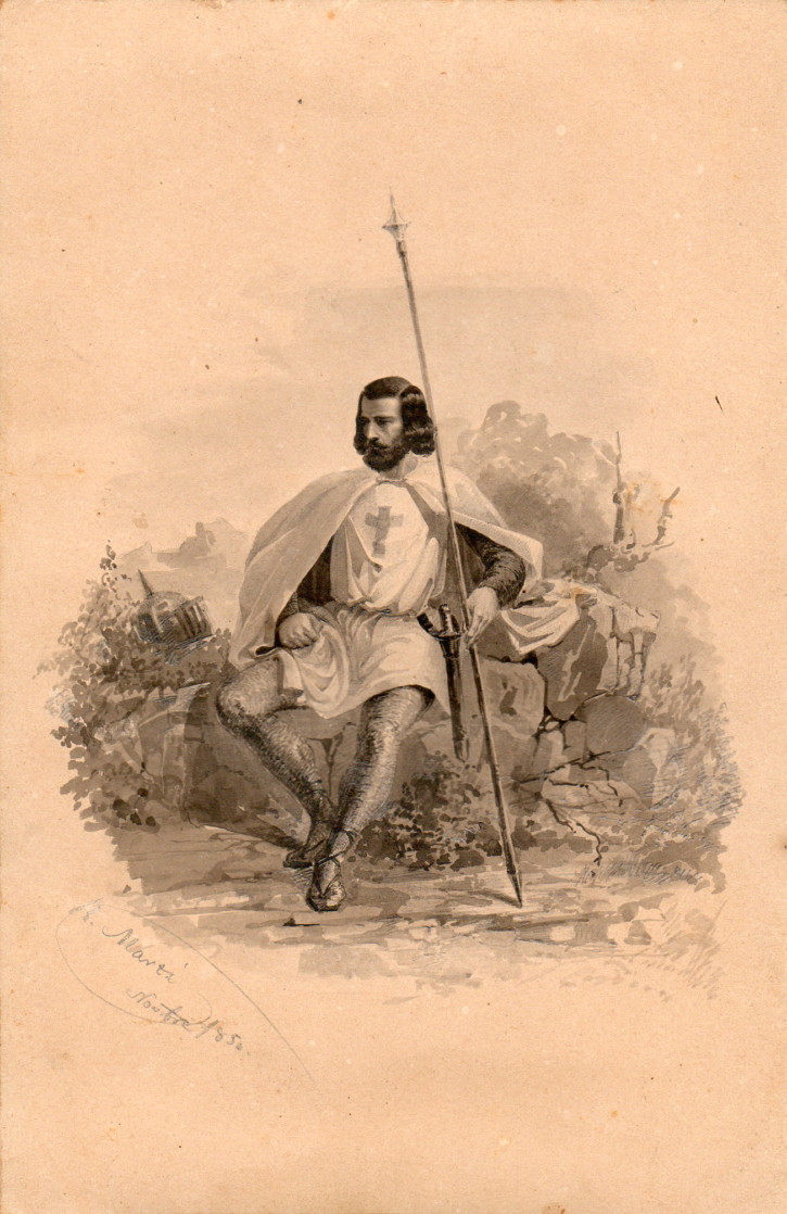 Medieval cavalier. Martí Alsina, Ramón. November 1850