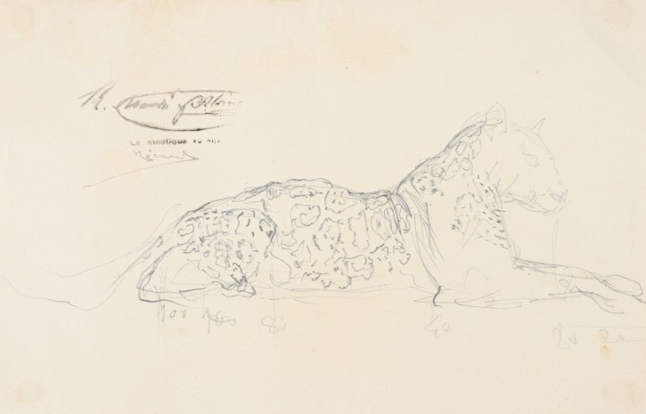 Sketch of a laying leopard. Martí Alsina, Ramón (1826-1894). Circa 1862. Precio: 400€