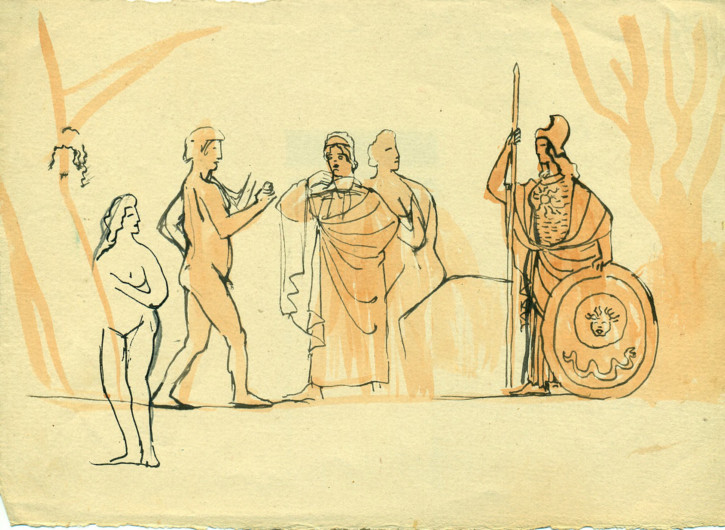 Escena mitológica. Torres-García, Joaquín. Circa 1900
