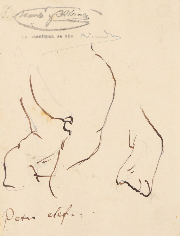 Pareja de apuntes de patas de elefante. Martí Alsina, Ramón (1826-1894). Circa 1862. Precio: 300€