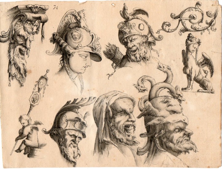 Grotesque heads. Anónimo. 