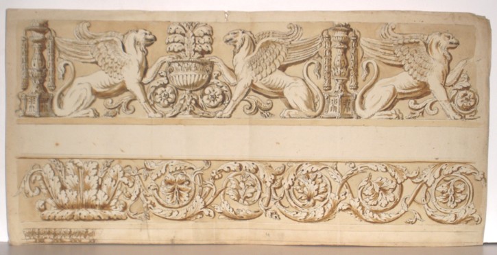 Ornamental motifs with sphinxes. Anónimo. Second half 18th century