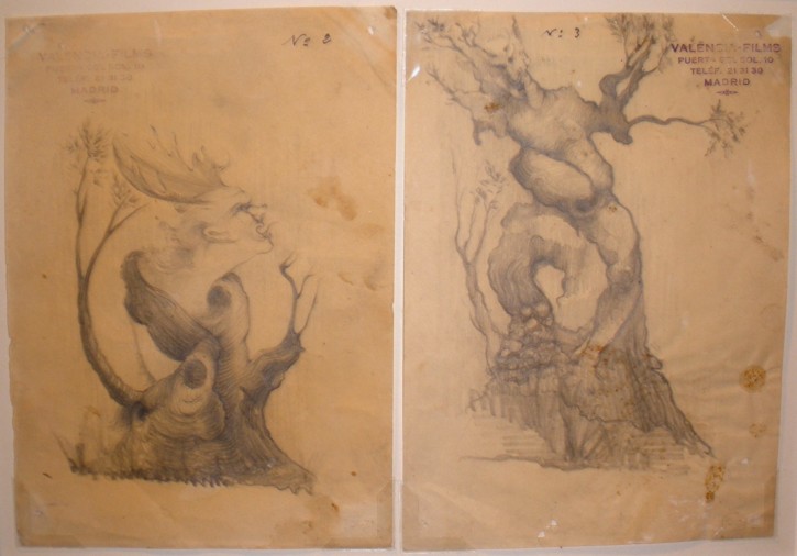 Four drawings used for a motion film. Anónimo. Second third 20th century