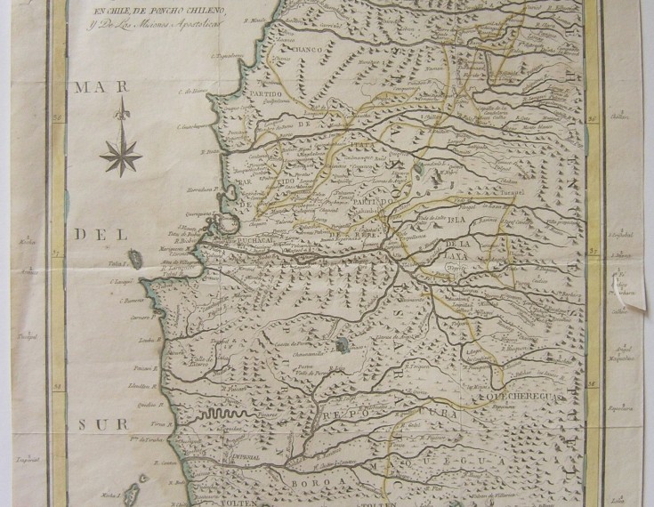 Mapa del pais que habitan los araucanos en Chile.... Anónimo. Second half 18th century. Precio: 250€