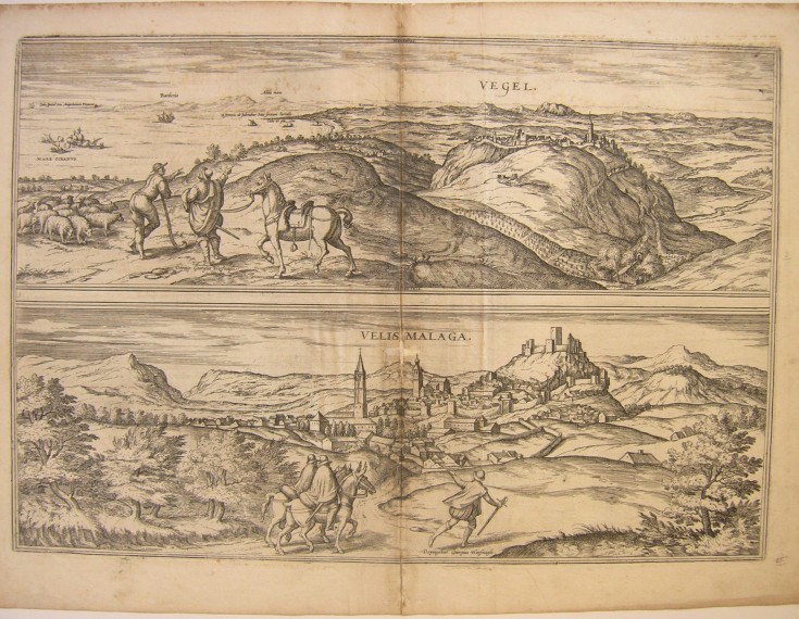 View of Vegel and Malaga (Spain). Hoefnagel, Georgious (1542-1600). 1572