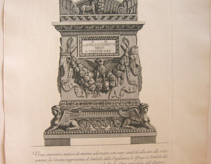 Urna Cineraria antica di marmo con suo coperchio. Piranesi, Giovanni Battista. 1778. Precio: 600€