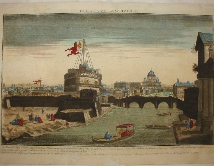 Le Pont Saint Ange a Rome. Basset, Poilly y Daumont. Middle 18th century