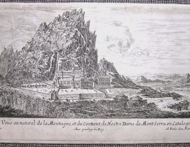 Veüe au naturel de la Montagne, et du convent, de Nostre Dame de Montserra en Catalogne. Sylvestre, Israel - Mariette, Pierre. Last years 18th century.