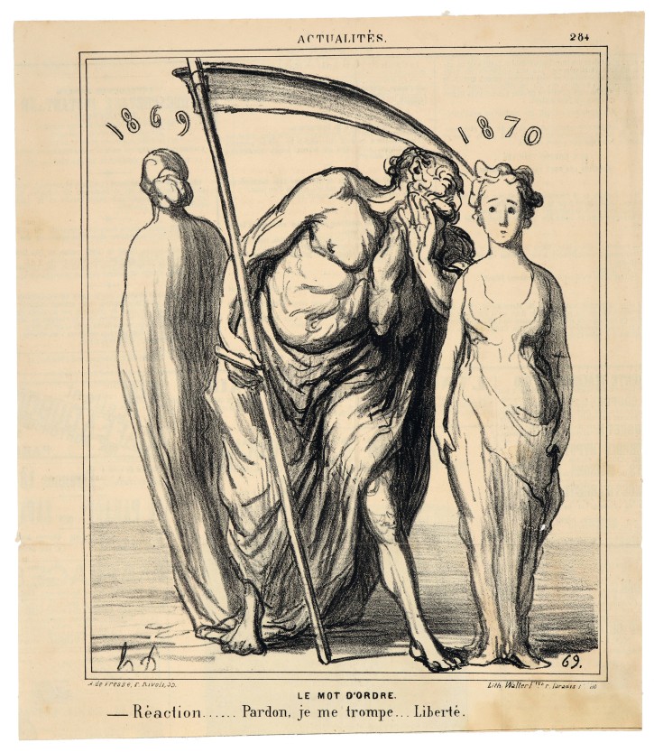 Le mot d'ordre. - Rèaction..... Pardon, je me trompe... Liberté.. Daumier, Honoré (1808-1879) - Walter Fres. 1869. Precio: 75€