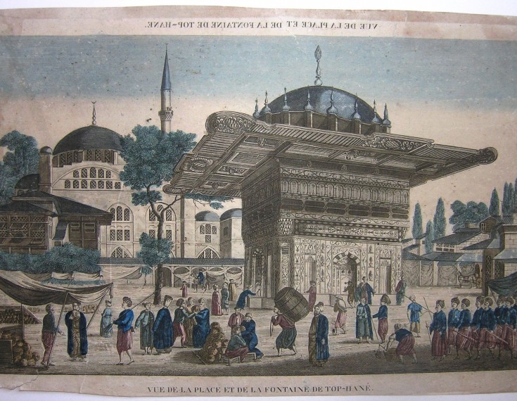 Vue de la Place et de la Fontaine de Top-hané (Turquia). Anónimo. Finales siglo XVIII, inicios s. XIX. Precio: 350€