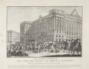 Á la Nacion Española. Dia dos de mayo de 1808. En Madrid. Provocan los franceses la ira del pueblo