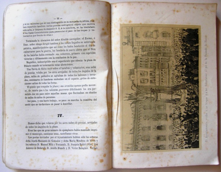 Reseña de los Festejos celebrados en Barcelona, en los primeros dias de mayo de 1860, con motivo del regreso de los voluntarios de Cataluña y tropas del ejército de África