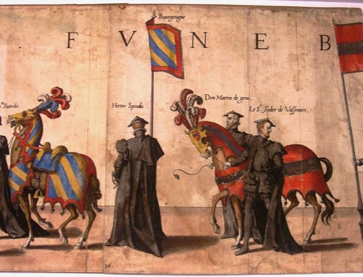 Honras Fúnebres de Carlos V en Bruselas. Procesión fúnebre del 29 de diciembre de 1558. Doetecum, Lucas y Jean - Cock, Hieronimus (1510-1570). 1559