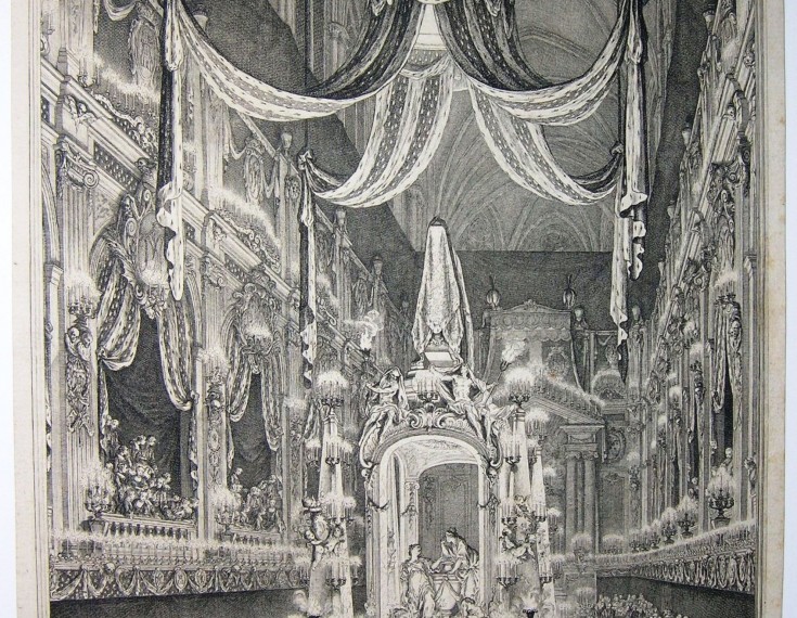 Pompe Funebre de Marie Therese d’Espagne Dauphine de France en l’Eglise de Nôtre Dame de Paris le XXIV Novembre M.D.CCXLVI. Cochin, Charles-Nicolas (1715-1790) - Slotdtz, René Michel (1705-1764). 1746