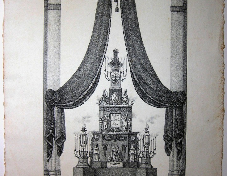 Sin título. "Túmulo erigido en motivo de una muerte real". (Sin identificar). Brusi Miraben, Antoni - Burés. Circa 1820-1830. Precio: 220€