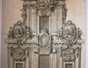 Facies externa Templi S. Antonÿ Nationis Lusitaniae in funere Joanny V Regý fidelisimi lùgubri honore celebratum est Anno 1751