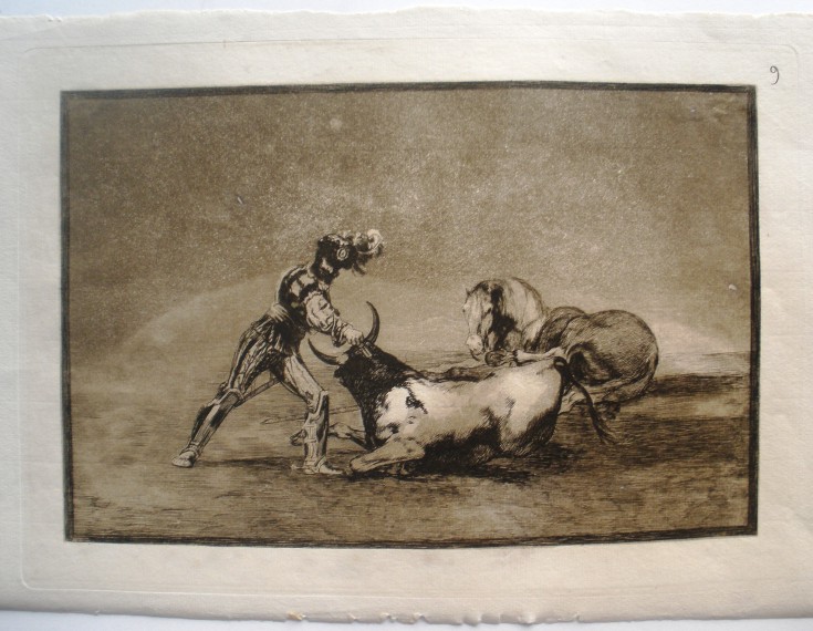 Un caballero español mata un toro después de haber perdido el caballo. Goya Lucientes, Francisco de (1746-1828) - Calcografía Nacional. (1816), 4th edition, 1905