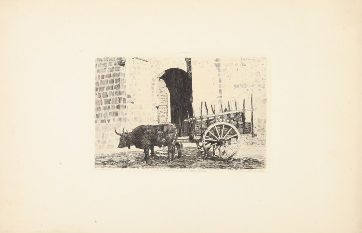 Attelage de boeus devant une porte à Tolède. Ríos, Ricardo de los (1846-1929) - Cadart. . Precio: 250€