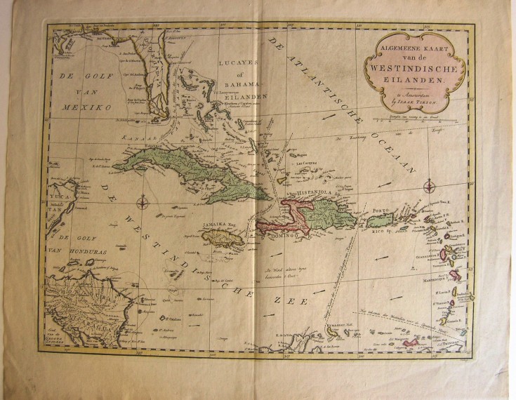 Algemeene Kaart van de Westindische Eilanden. Condet, Johannes - Tirion, Isaak. 1765-1767. Precio: 500€