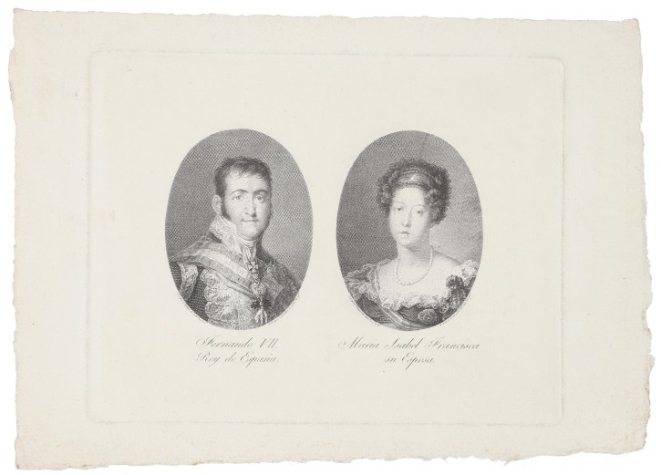 Fernando VII. King of Spain / María Isabel Francisca his wife. . Circa 1816. Precio: 180€