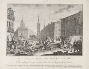 Dia dos de mayo de 1808. En Madrid. Pelean los patriotas con los franceses en la puerta del sol