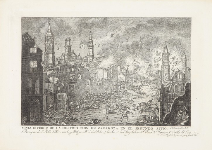 Interior view of Zaragoza's destruction. Rocafort, Tomás de (activo 1798-1827) - Soler, José Antonio. Circa 1810. Precio: 350€