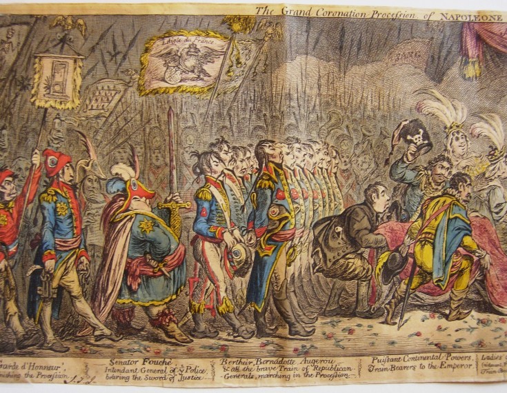 The grand coronation procession of Napoleone the 1st, Emperor of France, from the Church of Notre-Dame, Decr. 2d. 1804. Gillray, James - Humphrey, Hannah. 1st January 1805