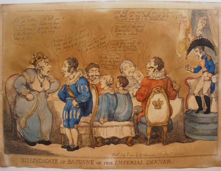Billinsgate at Bayonne or The Imperial Dinner!. Anónimo - Ackermann, Rudolf. 10 julio 1808