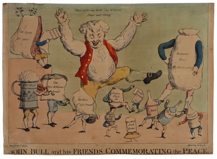 John Bull and his friends commemorating the peace. Roberts, Piercy (activo 1791-1828) - Moutard Woodward, George (1760-1808). Circa 1802. Precio: 300€