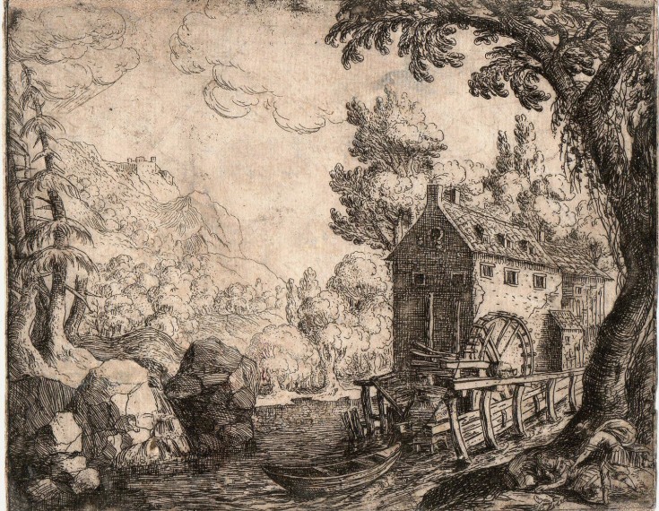 Mill with figures. Rodríguez, Atrib. Pedro. Circa 1640-1650