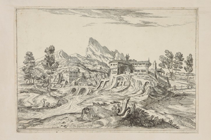 Paisaje fantástico. Lelebvre, Valentin (1642-1682) - Vecellio, Tiziano - Van Campen, Jacob. 1682. Precio: 350€