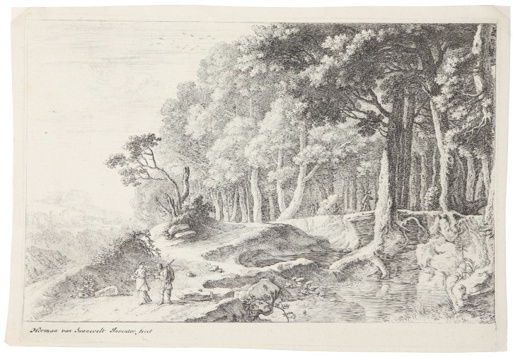 Bosque bordeado por un riachuelo. Van Swanevelt, Herman (1603/4-1655). Circa 1650. Precio: 250€