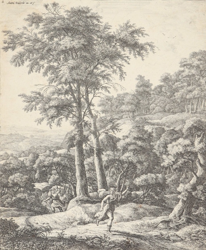 Landscape with Apollo and Dafne. Waterloo, Anthonie (1609-1690). Half 17th century. Precio: 700€