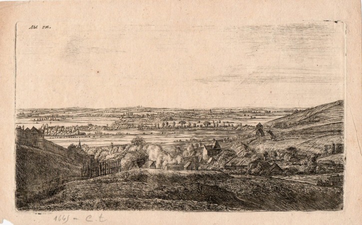 Pueblo desde la colina. Waterloo, Anthonie - Ruyscher, Jan. Mediados siglo XVII. Precio: 700€