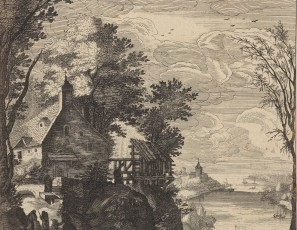 Landscape with houses and a river