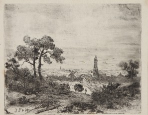 Landscape with mill and a church