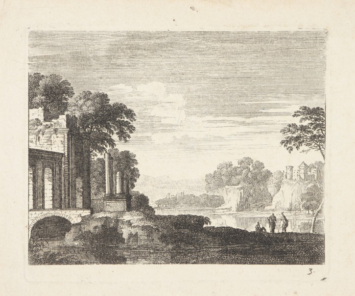 Landscape with ruins, figures and a village. Pérelle, Gabriel (1604-1677) - Mariette, Pierre (1603-1657). Half 17th century. Precio: 150€