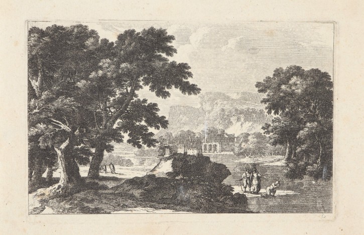 Landscape with trees, figures and village. Pérelle, Gabriel (1604-1677) - Mariette, Pierre (1603-1657). Half 17th century. Precio: 250€