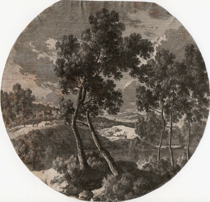 Paisaje italiano de formato ovalado. Pérelle, Gabriel. Circa 1655. Precio: 200€