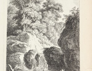 Waterfall with figures