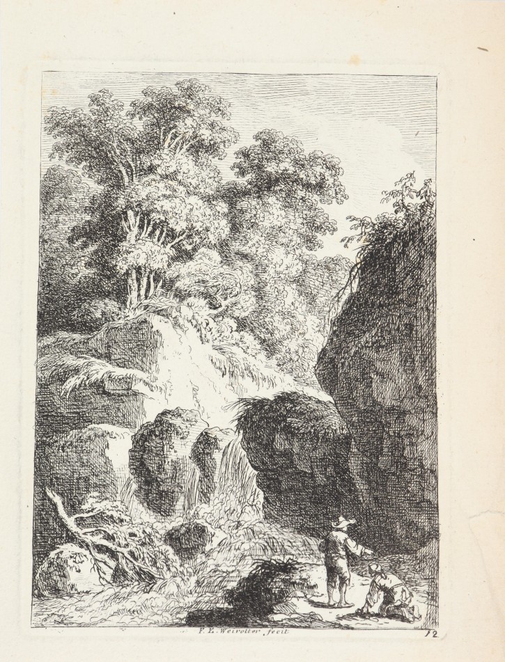 Waterfall with figures. Weirotter, Franz Edmund (1730-1771). Half 18th century. Precio: 250€