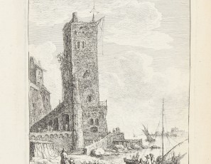 Figures near a tower