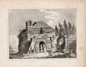 Paisaje con ermita y figuras
