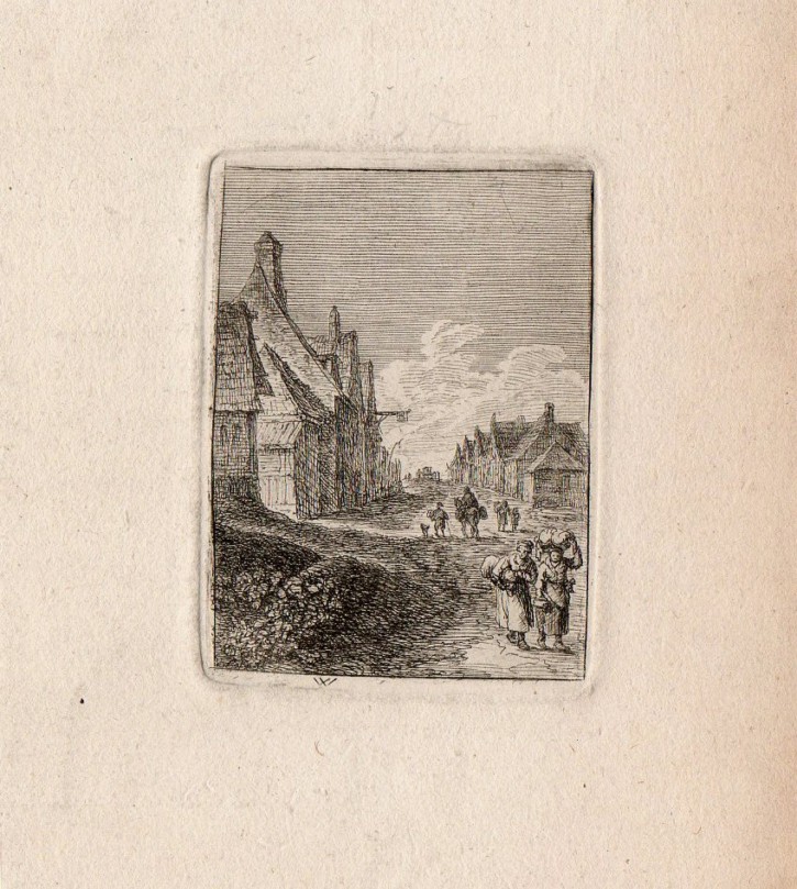 Street of a vilage with figures